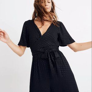 Madewell Wrap-Waist Jumpsuit Wide Leg in Dot Jacquard in xs/2. NWT